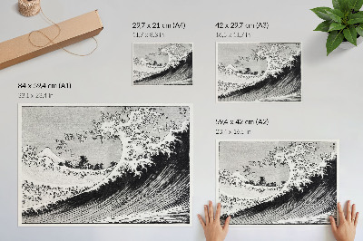 Vintage poszter Száz kilátás a Fuji-hegyre (1835), Hokusai alkotása, vintage japán fametszet