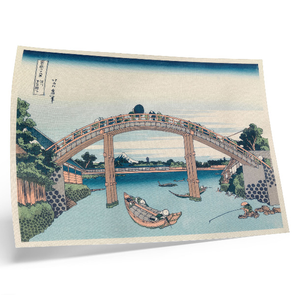 Vintage poszter Kilátás a Mannenbashi híd alól Fukagawában, 1985, Katsushika Hokusai