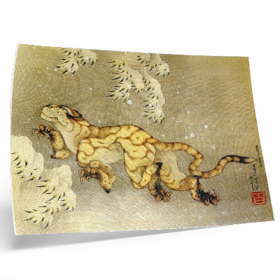 Poszter nyomtatás Katsushika Hokusai (1760–1849), Tigris a hóban. Függő tekercs, tinta és szín selyemre, 1849