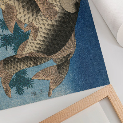 Vintage poszter Ponty úszkál a hínárok között (1831) – japán illusztráció egy halról