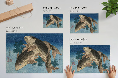 Vintage poszter Ponty úszkál a hínárok között (1831) – japán illusztráció egy halról