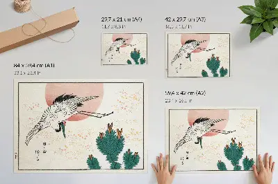 Japán daru fametszet poszter 1826–1869 közötti alkotás
