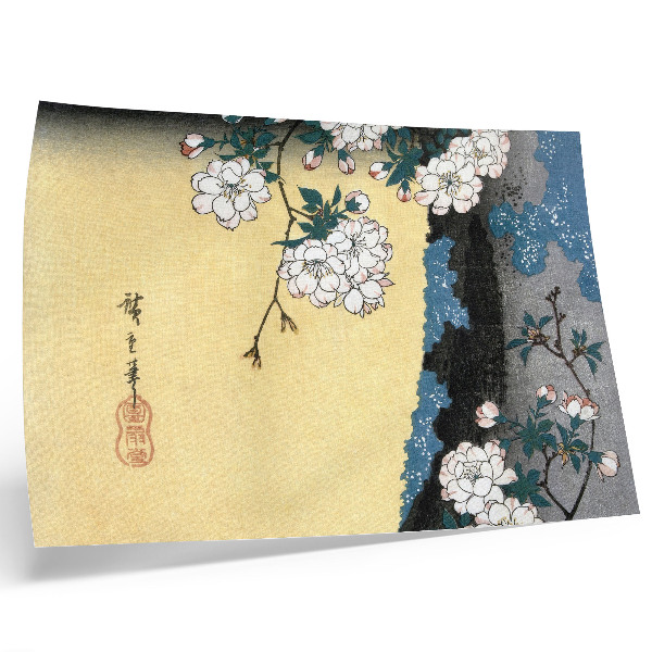 Poszter nyomtatás Japán cseresznyevirágzás (1837) – Utagawa Hiroshige vintage fametszet