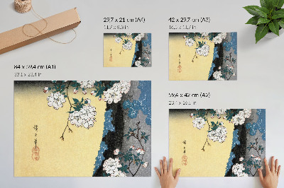 Poszter nyomtatás Japán cseresznyevirágzás (1837) – Utagawa Hiroshige vintage fametszet