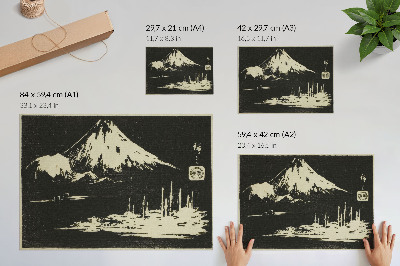 Poszter Szeikendzsi Fudzsi, a Tartományok látképeinek kőtükör-dörzsöléseinek tükre (Kohon meihitsu ishizuri kagami) sorozatból