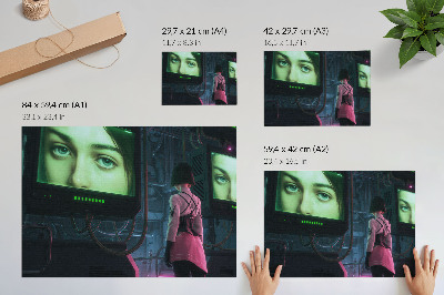 Poszter Egy nő digitális képével való interakció