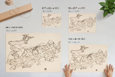 Poszter nyomtatás Egon Schiele Hegyi patak (1917) – vonalrajz a MET múzeum gyűjteményéből