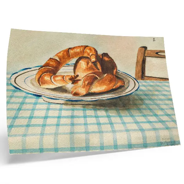 Csendélet egy tányér süteménnyel poster Egon Schiele alkotása vintage stílusban