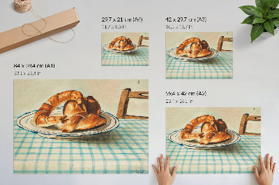 Vintage poszter Csendélet egy tányér süteménnyel, Egon Schiele