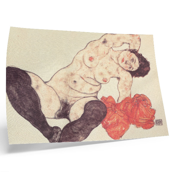 Poszter Egon Schiele: Női akt sárga törölközővel (1917)