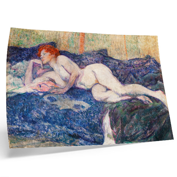 Vintage poszter Meztelen nő, melleket mutogatva, Henri de Toulouse-Lautrec erotikus alkotása