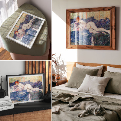 Vintage poszter Meztelen nő, melleket mutogatva, Henri de Toulouse-Lautrec erotikus alkotása