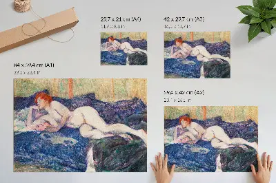Vintage poszter Henri de Toulouse-Lautrec erotikus alkotása, meztelen nő melleket mutogatva