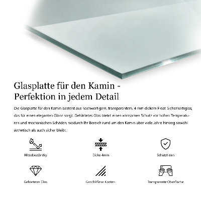 Téglalap alakú kandalló alátét átlátszó