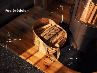 Kandalló alátét Negyedkör alakú fekete fém