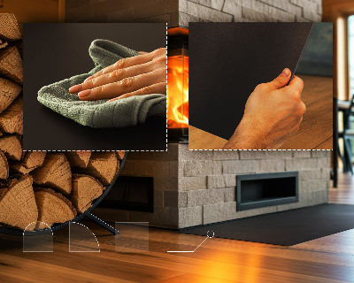 Kandalló alátét Negyedkör alakú fekete fém