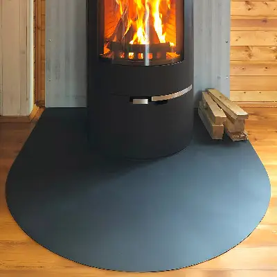 Kandalló alátét fél ovális fekete fém kivitelben