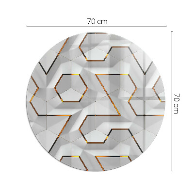 Üveg kandalló alátét kerek Geometrikus 3D minta