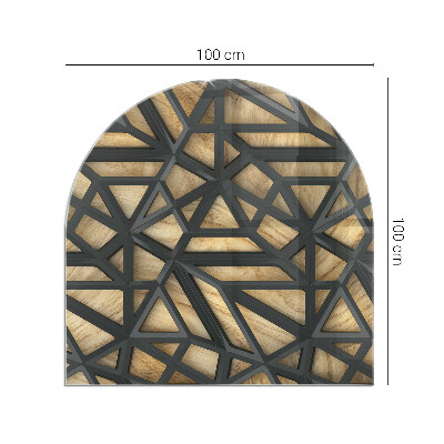 Üveg kandalló alátét félig ovális Geometria fával