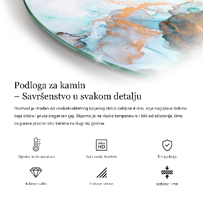 Üveg kandalló alátét félig ovális Szín Szürke