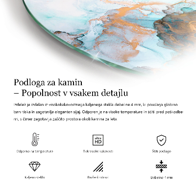 Üveg kandalló alátét félig ovális Szín Szürke
