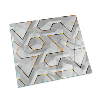 Kandalló alátét üveg téglalap alakú Kandalló alátét üveg téglalap alakú Geometrikus 3D minta