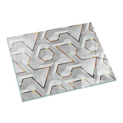 Kandalló alátét üveg téglalap alakú Kandalló alátét üveg téglalap alakú Geometrikus 3D minta