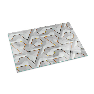 Kandalló alátét üveg téglalap alakú Kandalló alátét üveg téglalap alakú Geometrikus 3D minta