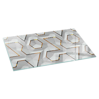 Kandalló alátét üveg téglalap alakú Kandalló alátét üveg téglalap alakú Geometrikus 3D minta