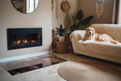 Kandalló alátét üveg téglalap alakú Virágcsokor részletesen