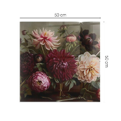 Kandalló alátét üveg téglalap alakú Virágcsokor részletesen