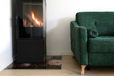 Kandalló alátét üveg téglalap alakú Virágcsokor részletesen