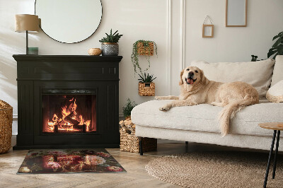 Kandalló alátét üveg téglalap alakú Virágcsokor részletesen