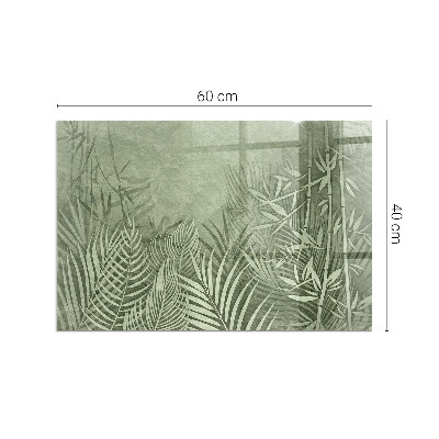 Kandalló alátét üveg téglalap alakú Trópusi levelek a háttérben