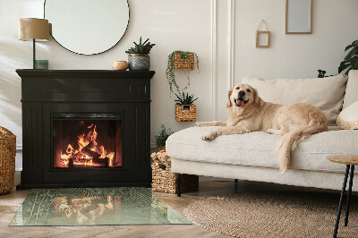 Kandalló alátét üveg téglalap alakú Trópusi levelek a háttérben