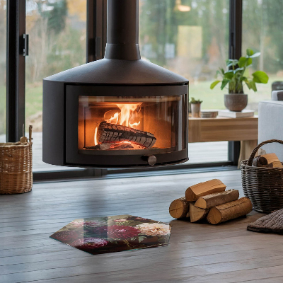 Kandalló üveg alátét hatlapú Virágos részlet teljes pompájában