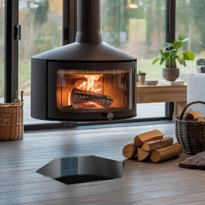 Kandalló üveg alátét hatlapú Szín Fekete