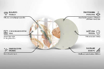 Síri gyertya alátét kerek Boho tollak és levelek
