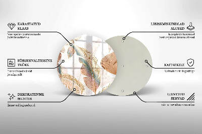 Síri gyertya alátét kerek Boho tollak és levelek