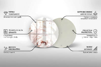 Üveg alátét gyertyákhoz kerek Pasztell pünkösdi rózsák