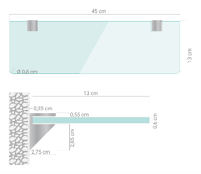 Fürdőszobai polc átlátszó
