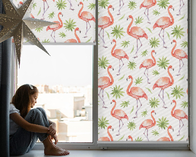 Ablakra roló Flamingó és levelek