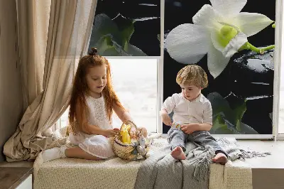 Ablakra akasztható roló orchideák és elegancia mintával