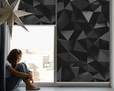 Ablakra akasztható roló fekete origami mintás