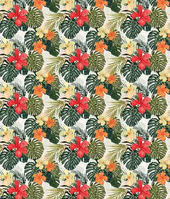 Ablakra szerelhető roló trópusi virágok és levelek mintával