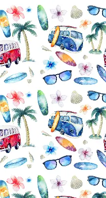 Ablakra szerelhető roló hawaii autós és pálmafás mintával