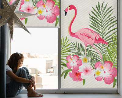 Ablakra szerelhető roló Flamingók a levelek mellett