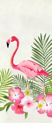 Ablakra szerelhető roló flamingók a levelek között mintával