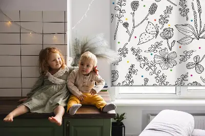 Ablakra szerelhető roló rajzolt növények mintával
