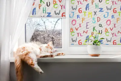 Ablakra szerelhető roló színes betűk mintával